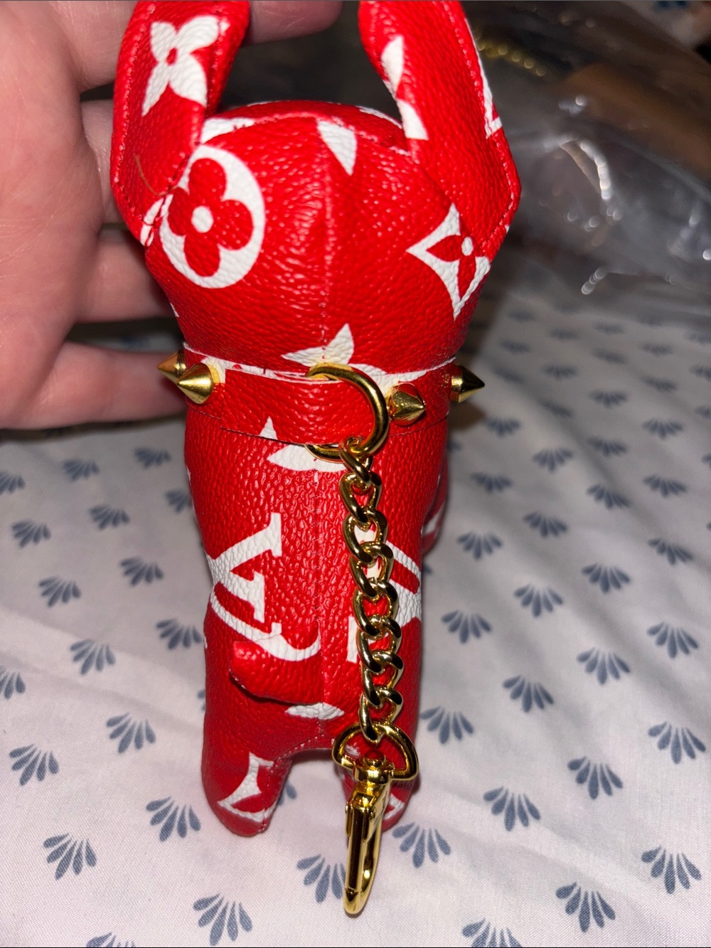 Brand New ? Red  Monogram Dog Keychain Charm - Picture 4 of 5